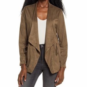 Blank NYC Domino Faux Suede Drapey Jacket In Gunmetal